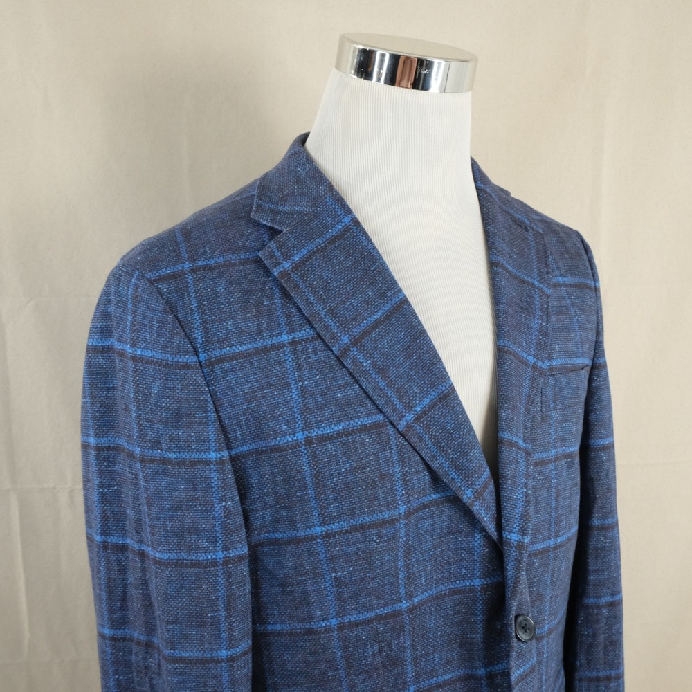 Joseph Abboud 42S Modern Fit Sport Coat Blue Plaid Two Button Double Vented